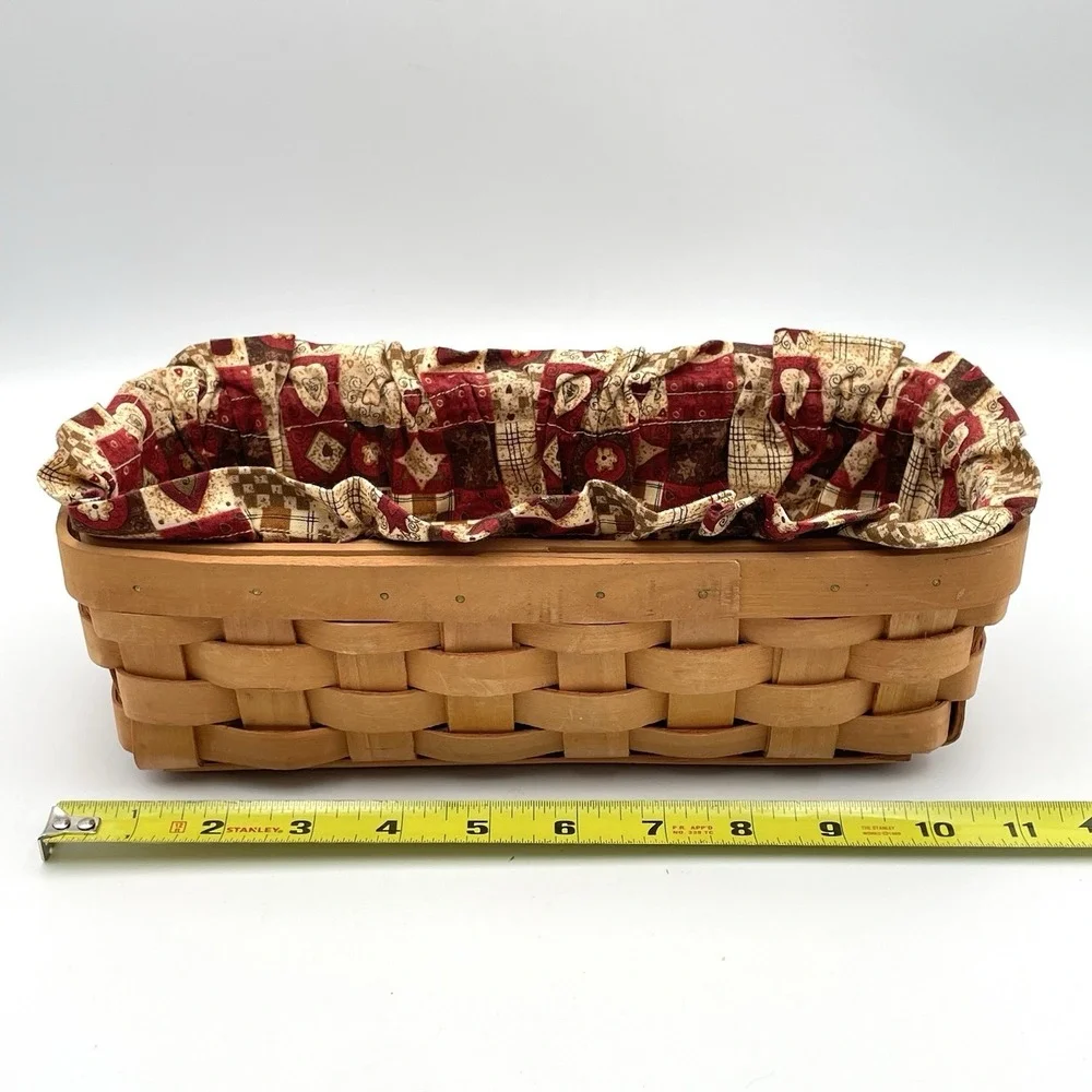 Handmade Woven Wood Bread Basket With Cushion Fabric Liner Primitive Farmhouse